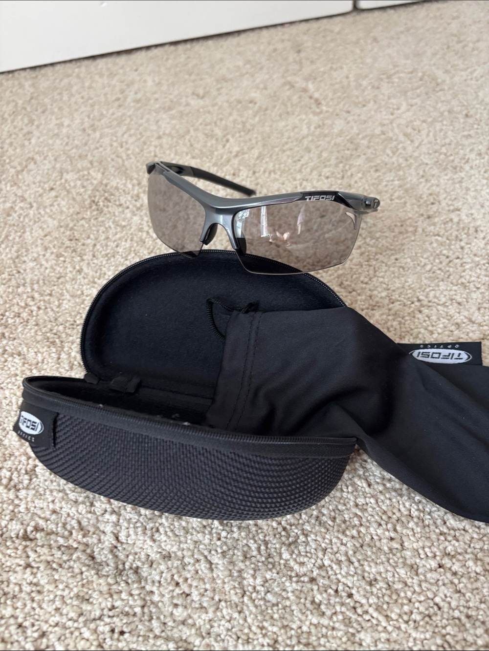 Tifosi Optics Matte Black Rivit Style Sport Sunglasses with Gray Lenses